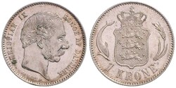 Christian IX., 1863-1906, 1 Krone, Silber, 1892 HC CS, Schön 78, K/M ...