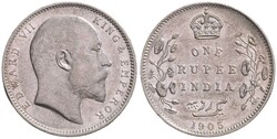 Edward VII., 1901-1910, One Rupee, Silber, 1905, sehr schön.