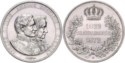 Johann, 1854-1873, Doppeltaler, 1872 B, auf die Goldene Hochzeit, AKS ...
