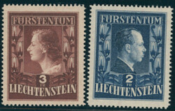 1951. Freimarken Fürst Franz Josef II. und Fürstin Gina, 2 W. kpl., ...
