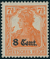 1916, Germania, 8 Cent. a. 7 1/2 Pfg., dunkelrötlichorange, ...