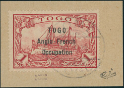 1914, Schiffszeichnung mit Aufdruck mit Zeilenabstand 3 mm, 1 Mk., ...