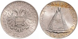 5 Schilling, Magna Mater Austriae, 1934, vorzüglich.Automatically ...