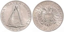5 Schilling, Magna Mater Austriae, 1935, sehr schön-vorzüglich ...