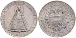 5 Schilling, Magna Mater Austriae, 1936, sehr schön.Automatically ...