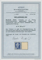 1952, Pieck II, 12 Pfg., dunkelviolettultramarin, gestrichenes Papier ...