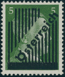 1945, 3. Wiener Aushilfsausgabe, 5 Pfg., zwei Druckgänge, Aufdruck ...