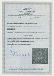 1864, 1 1/4 Sch., mittelgrauultramarin, weit gewellter Grund, ...