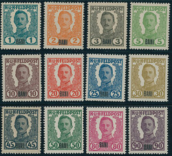 1918, nicht verausgabe Feldpostmarken mit schwarzem Aufdruck "BANI", ...