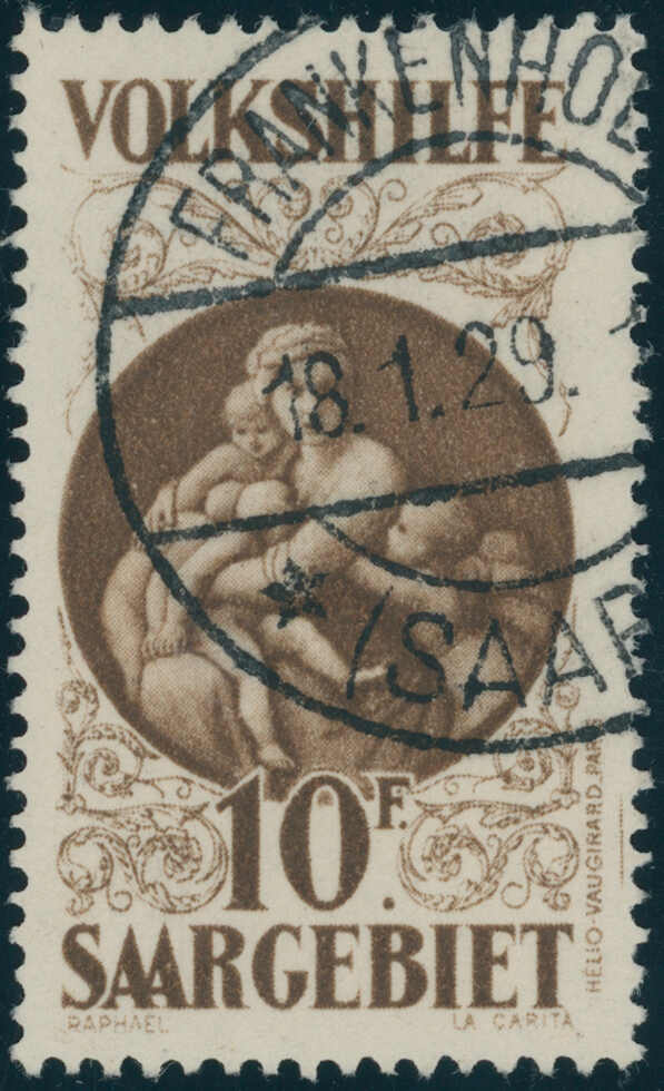 1928, Volkshilfe Gemälde I, 7 W. kpl. inkl. 10 Fr. Madonna, sehr ...
