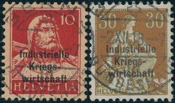 1918, Dienstmarken Industrielle Kriegswirtschaft, fetter Aufdruck, 7 ...