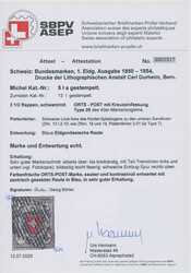 1850, Orts-Post, 2 1/2 Rp., schwarz/rot, mit Kreuzeinfassung, Type 26 ...