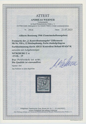 1946, Ziffer, 12 Pfg., dunkelgrüngrau, sehr sauber echt und ...