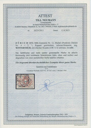 1850, Winterthur, 2 1/2 Rp., schwarz/braunrot, allseits breitrandig ...