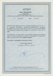 1850, Waadt, 5 C., grauschwarz/bräunlichrot, allseits breitrandig ...