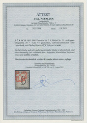 1843, 6 Rp., schwarz, Type V, Feld 30, senkrechter, ...