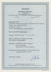 1920, Germania-Sarre, 2 1/2 Pfg., dunkelgrüngrau (sog. bronzegrau), ...