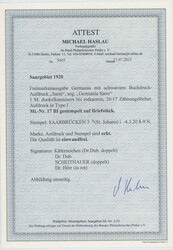 1920, Deutsches Reich mit Aufdruck, 1 Mk., dunkelkarminrot, 26:17 ...