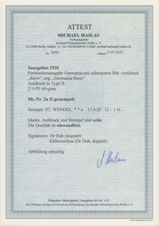 1920, Germania-Sarre, 2 1/2 Pfg., (dunkel)olivgrau, Aufdruck in guter ...