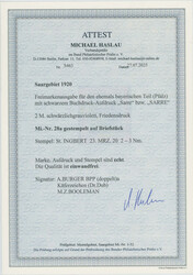 1920, Bayern-Sarre, 2 Mk., schwarzgrauviolett, Urmarke im ...