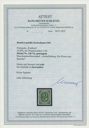 1951, Posthorn, 10 Pfg., dunkelgrün, mit Wasserzeichen 4Vb ...