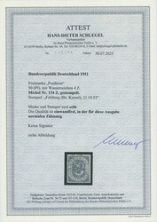 1952, Posthorn, 50 Pfg., grautürkis, mit Wasserzeichen 4Z ...