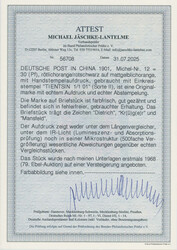 1900, China-Handstempel, 30 Pfg., rötlichorange/rotschwarz a. ...
