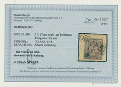 1852, 1/15 Th./2 Sgr., schwarz a. mattbräunlichrot, Type II, ...