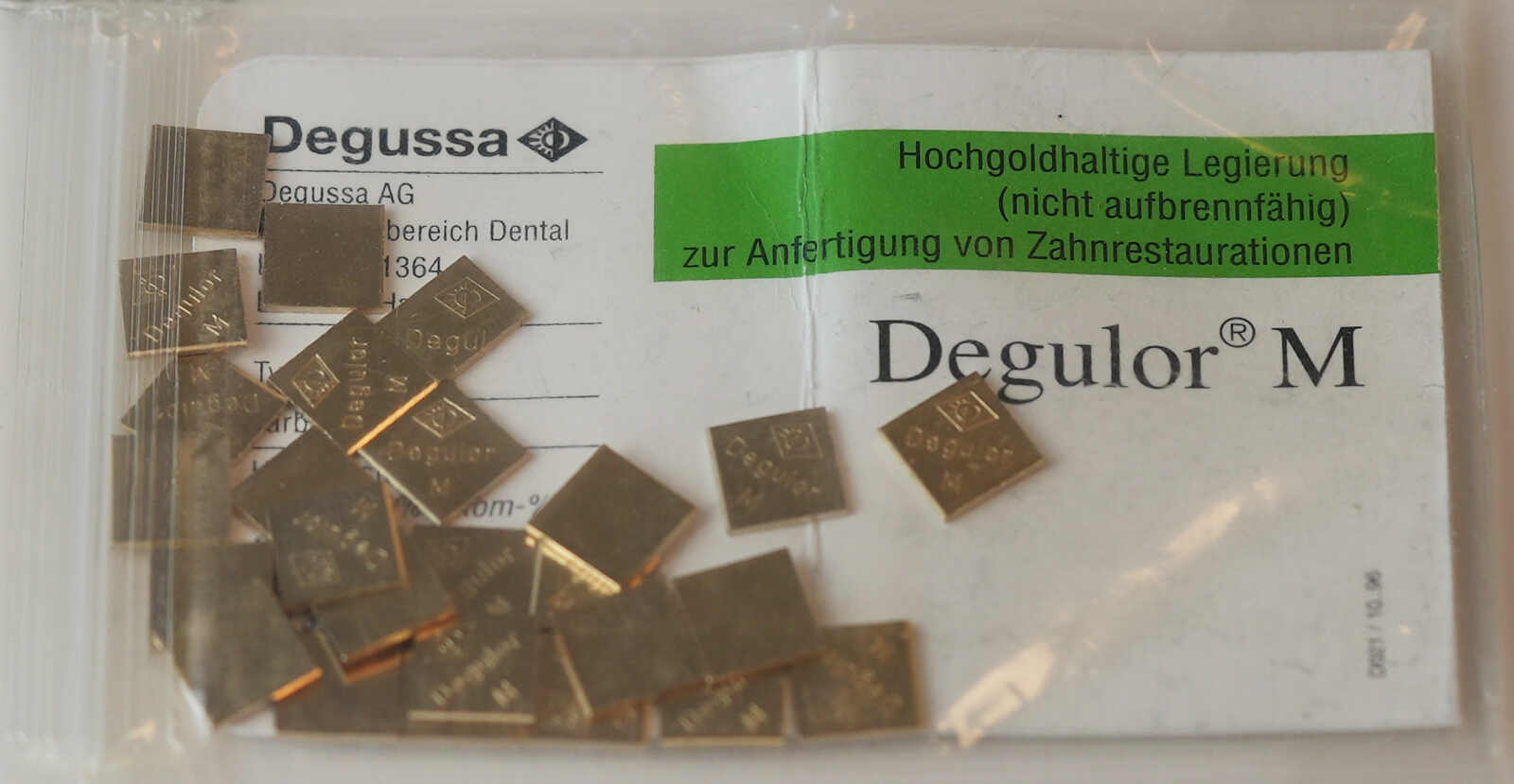 DEGULOR M, hochgoldhaltige Legierung zur Anfertigung von ...