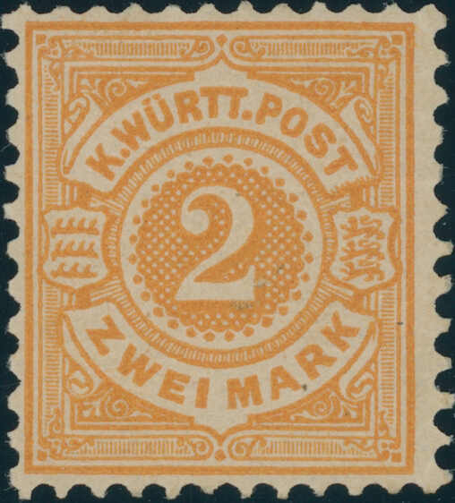 1875, Freimarke, 2 Mk., gelborange, sehr sauber ungebrauchtes ...