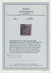 1873, 70 Kr., (dunkel)violettbraun (braunlila), allseits breitrandig ...