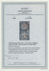 1857, 18 Kr., hellblau, senkrechtes Paar, rundum sehr gut geschnitten ...