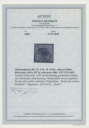 1851, 18 Kr., schwarz a. violettgrau, Type II, allseits voll- bis ...