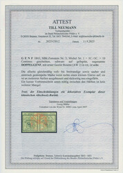 1843, Doppelgenf, 5 C. + 5 C., schwarz a. lebhaftgrünlicholiv, ...