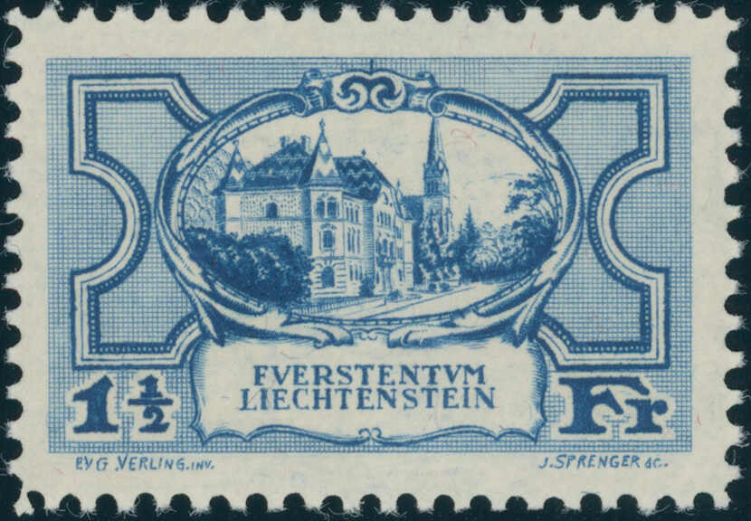 1925, Freimarke Regierungsgebäude, 1 1/2 Fr., schwärzlichultramarin ...
