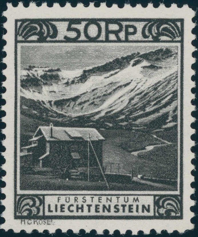 1930, Freimarke Landschaften, 50 Rp., braunschwarz, gezähnt L 11 1/2 ...