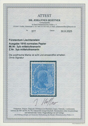 1912, Freimarke Fürst Johann II., 25 H., mittelultramarin, normales ...