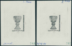1976, Europa, 4 Sch., drei postfrische Phasendrucke im Stichtiefdruck ...