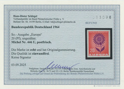 1964, Europa, 20 Pfg., breitrandig ungezähnt, tadellos postfrisches ...
