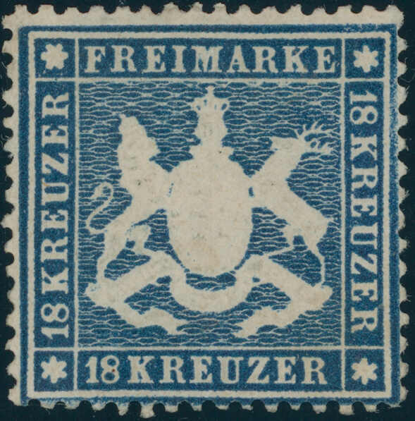 1861, 18 Kr., (dunkel)blau, für diese Ausgabe sehr gut gezähnt, wie ...