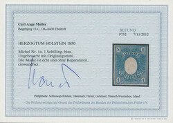 1850, 1 Sch., lebhaftpreußischblau, allseits breitrandig geschnitten ...