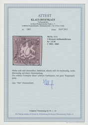 1859, 1 Kr., dunkelorangebraun (tiefdunkelbraun), allseits voll- bis ...