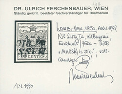 1850, Wappen, 10 C., silbergrau, Erstdruck, allseits voll- bis ...