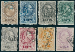 1874, Franz Joseph, Telegrafenmarken im Stichtiefdruck, 8 W. kpl., ...