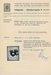 1850, Poste Locale, 2 1/2 Rp., schwarz/rot, mit Kreuzeinfassung, Type ...