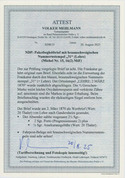 1870, Norddeutscher Postbezirk, 1 Gr., karmin, senkrechtes Paar, in ...