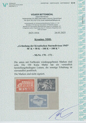 1945, Kroatische Sturmdivision, 3 W. kpl., tadellos postfrischer ...