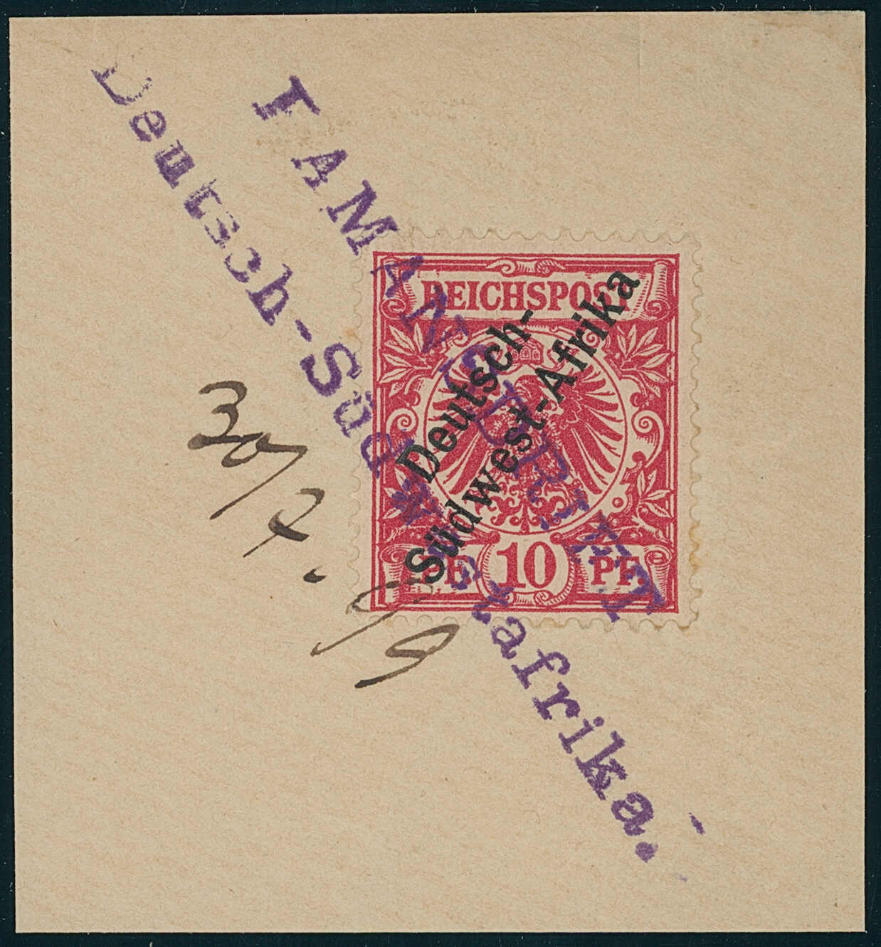 RAMANSDRIFT/DEUTSCH-SÜDWESTAFRIKA, violetter Zweizeiler auf ...