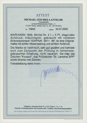 1899, Krone/Adler mit diagonalem Aufdruck, 5 Pfg., (lebhaft)opalgrün ...