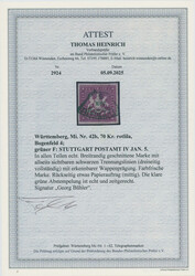 1873, 70 Kr., (dunkel)braunpurpur, allseits breitrandig geschnitten, ...